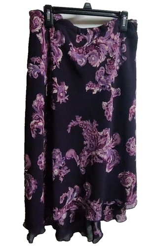 JCP Skirt Women's Purple Floral Ruffled Hem Lined HI-LOW size 20W #ST54 - 第 1/3 張圖片