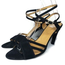 BALLY SHENA Womens Size 8 Strappy Sandals Black Suede Leather Buckle Heels Shoes