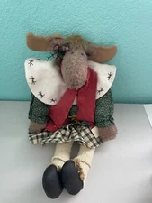 Christmas Country Moose Farmhouse Primitive Shelf Sitter 20"