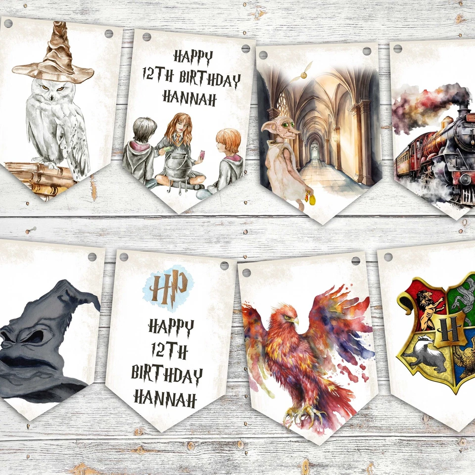 Harry Potter Banner Birthday Bunting Hanging Decoration Personalised Bunting