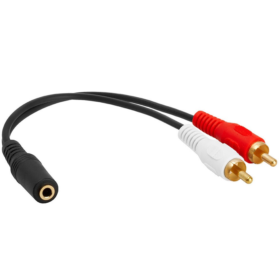 2-Pack 3.5mm To RCA Audio Cables - 6ft Mono Male To RCA Male Adapter Cords