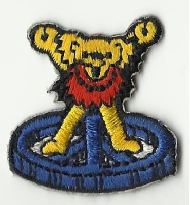 GRATEFUL DEAD dancing bear/yellowb MINI SHAPED - EMBROIDERED - IRON/SEW ON PATCH