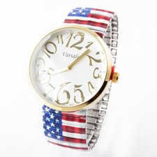 USA, Red, White, Blue, American Flag Stretch Watch
