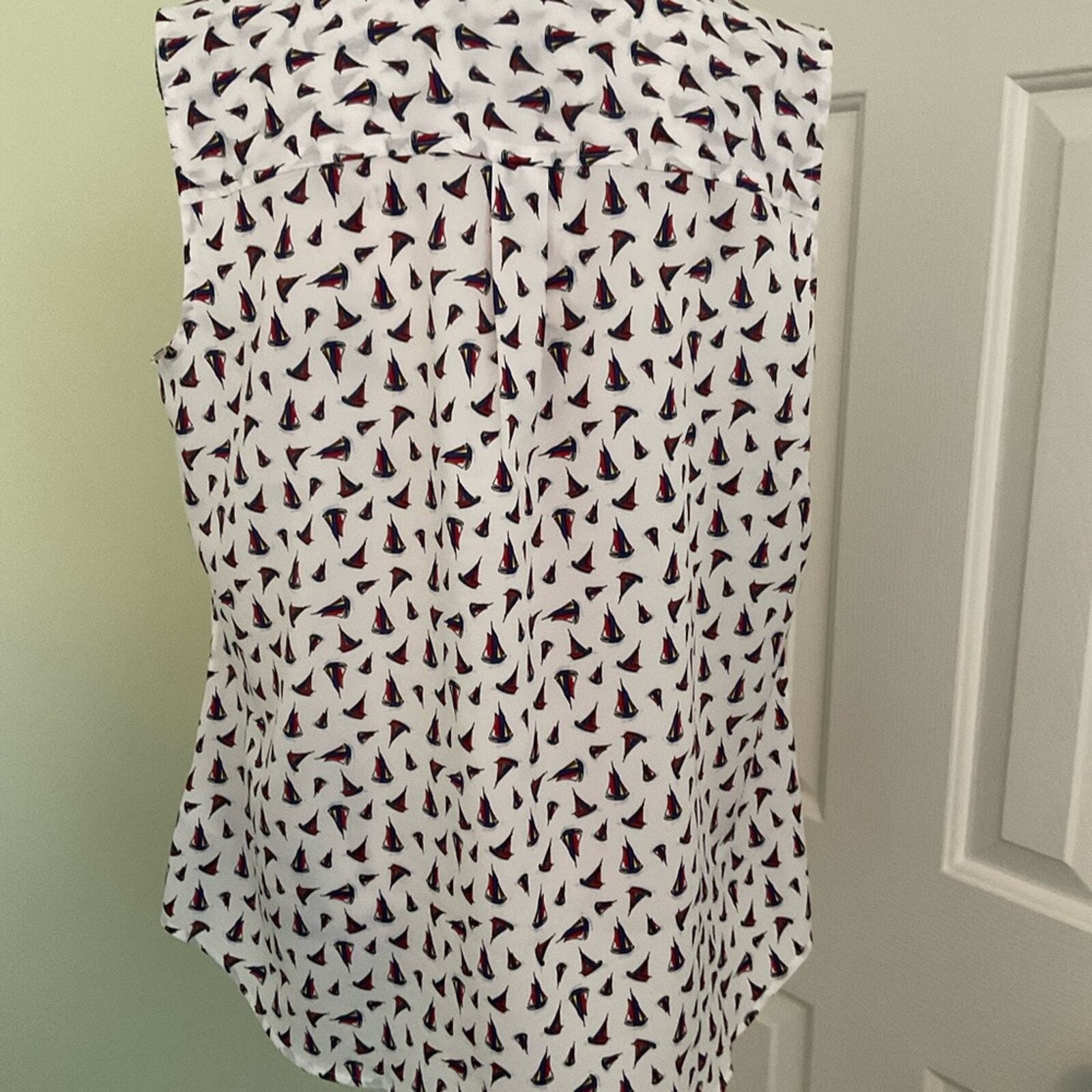 Talbots button down collared sleeveless Blouse wi… - image 2