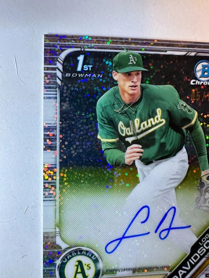 2019 Bowman 1st Chrome Logan Davidson Sparkle Refractor Auto  #05/71 SP Oakland - Image 3 of 4