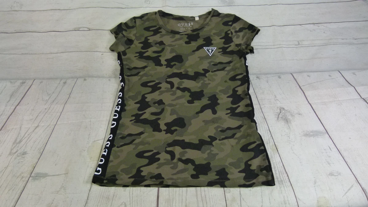 Guess Women s Camo Cotton Blend Short Sleeve Crewneck T Shirt Size