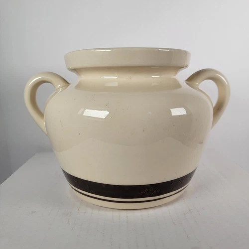 VINTAGE MCCOY #342 BEAN POT WITH BROWN STRIPES