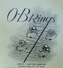 1947 Ostby &Barton company O-B rings Vintage jewelry ad