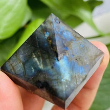 Natural labradorite pyramid Hand Carved Quartz Crystal Reiki Healing 1PC