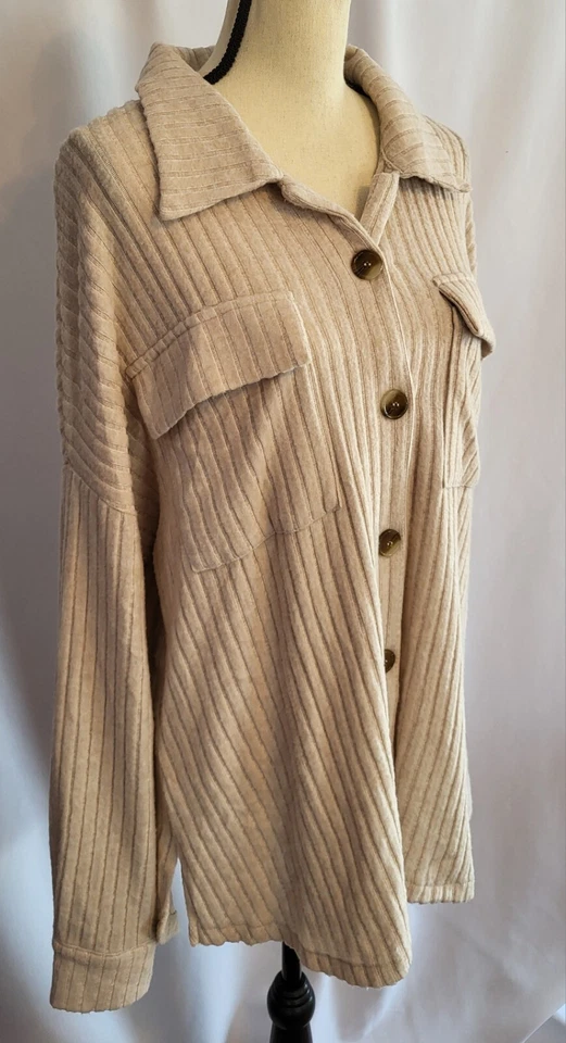 SIMPLE Chaqueta Top Mujer Suave De Gran Tamaño Con Botones Manga Larga L Crema Nueva con Etiquetas $106 Foto 4 de 4