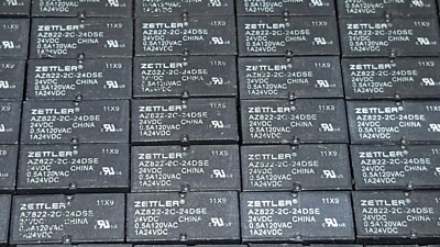 Relay, Zettler, AZ822-2C-24DSE, 24VDC, 2A, DPDT, PCB, DIP, Subminiature, 2 Pcs