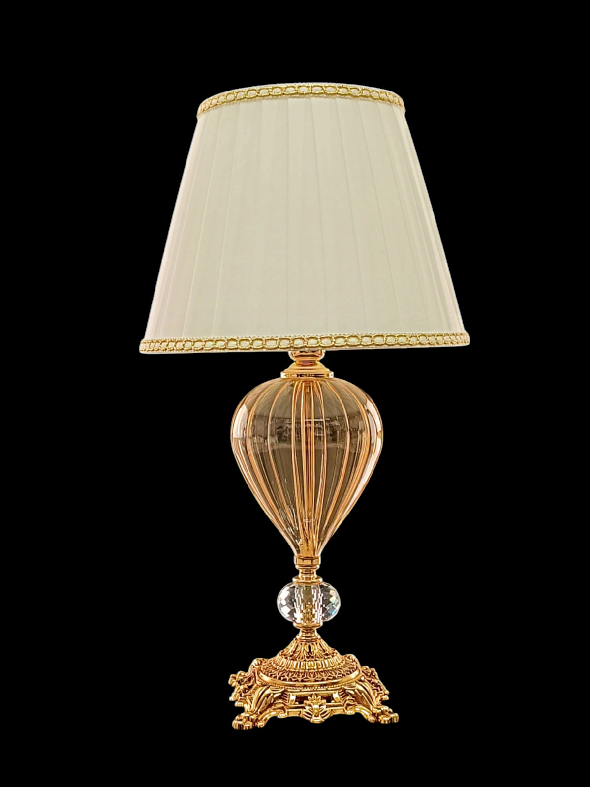 Lampada Elegante Domus Vetro Ambra Oro Francese - Illuminazione d'Autore - 2