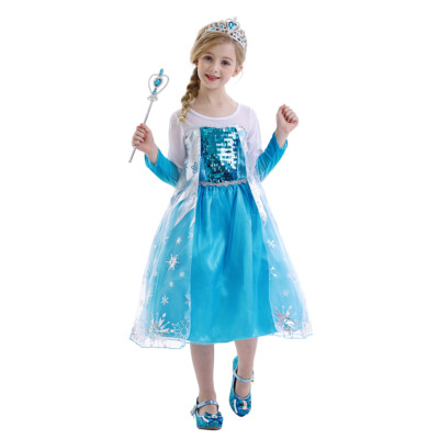 Kinder Mädchen Prinzessin Elsa Kleid Cosplay Party Karneval Kostüm 4pcs Zubehör