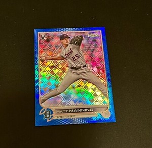 2022 Topps Chrome Blue Logofractor Matt Manning RC 34 Numbered 147/150