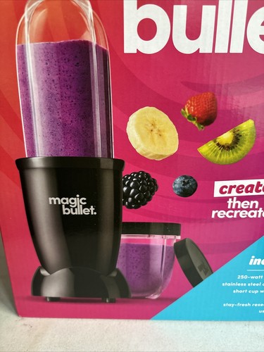 MAGIC BULLET Blender w/ Stainless Steel Blade & Tall Cup Black Base 7 Pieces NEW - Picture 5 of 13