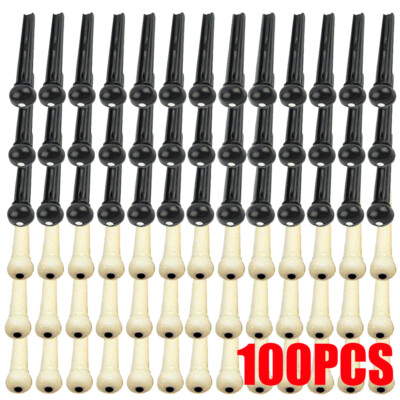 100Pcs Ivory Black Acoustic Guitar Bridge Pins Pegs String Nail End US STOCK