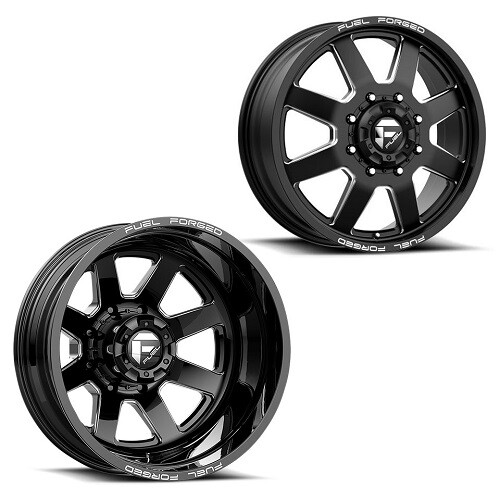 24x8.25 Fuel FF09D Black Milled PRE19 DODGE DUALLY Wheels 8x6.5