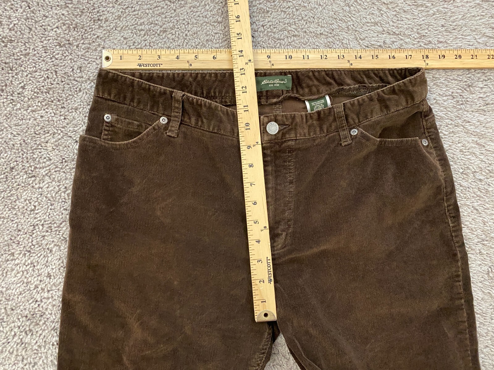 Eddie Bauer Corduroy Pants Womens 16 Short Classic Bootcut Brown Jeans
