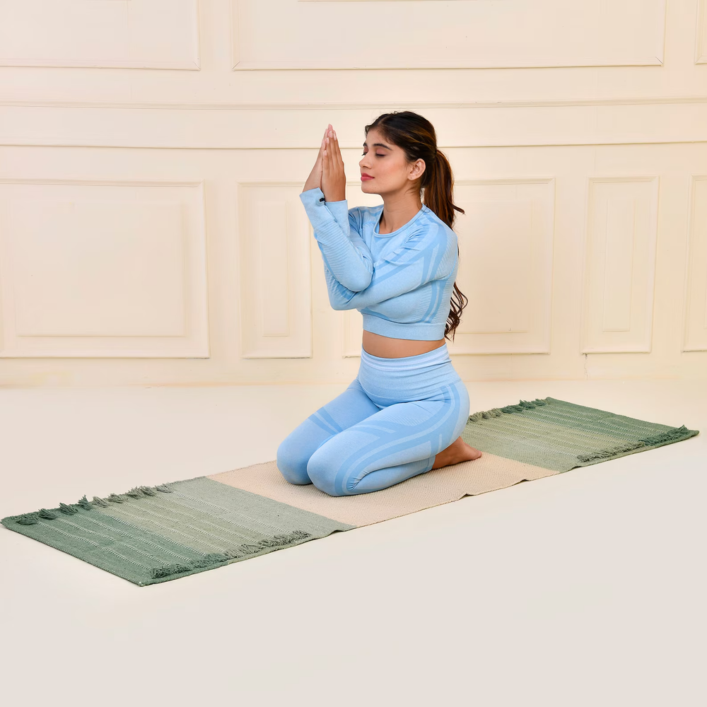 Thick Non-Slip Organic Cotton Yoga Mat for Pilates Workout 2x6 FT