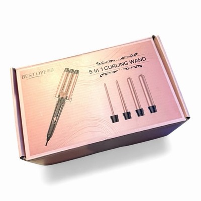 NEW Waver Curling Iron Curling Wand, BESTOPE PRO 5 in 1 Beach Wave