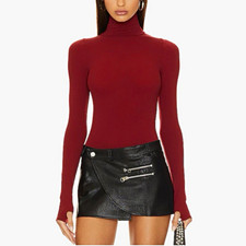Commando The Ballet Turtleneck Bodysuit One Size Raspberry Red Long Sleeve Chic