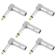 BTFO 5pcs Right Angle 6.35mm 1/4 inch Ts Mono Plug, 90 Degree Solder silver