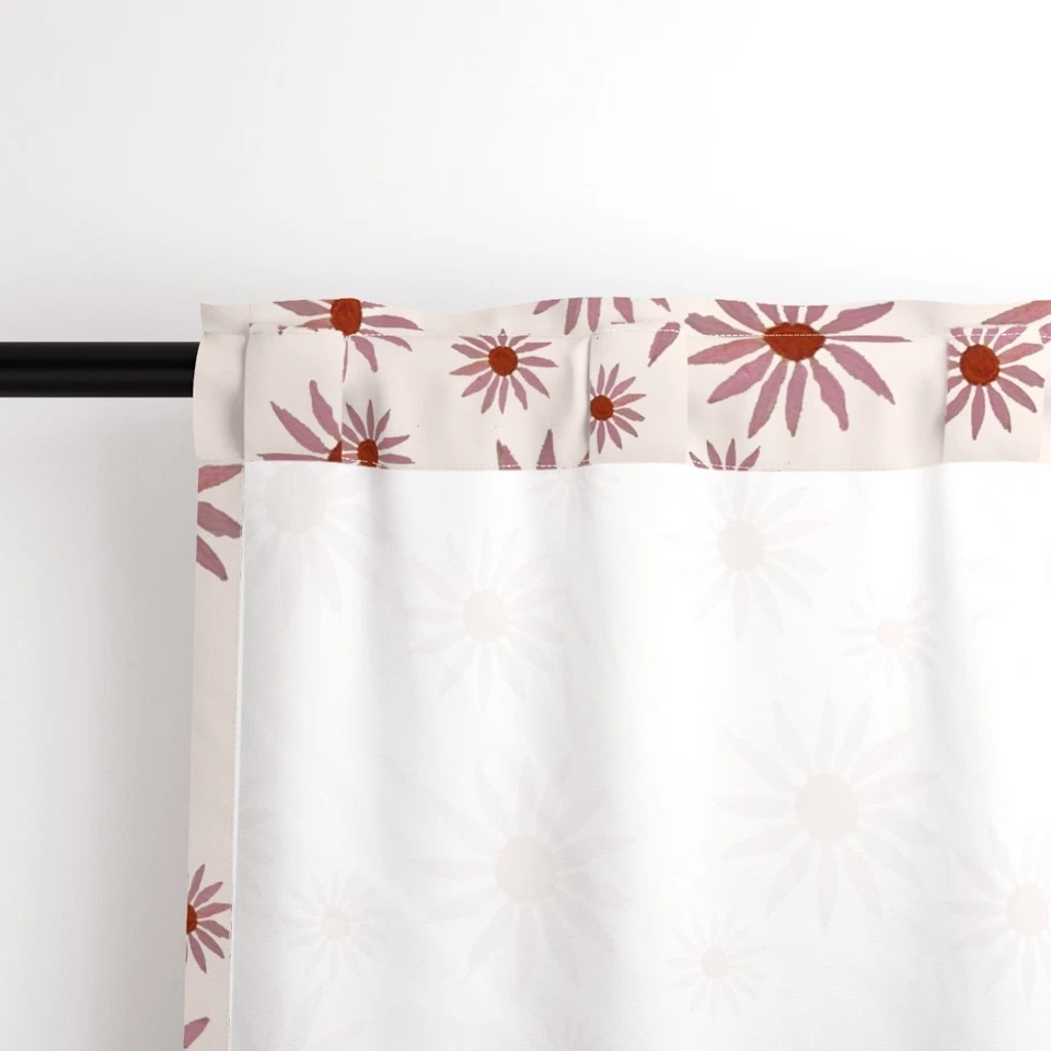 Panel Cortina Personalizado Estampado Floral Disperso Retro Margaritas Vintage Foto 3 de 4