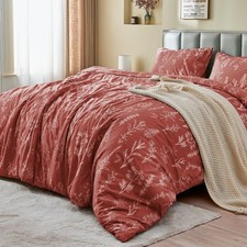 MUXHOMO Duvet Cover King Size, Reversible Floral Terracotta Duvet Cover Set w...