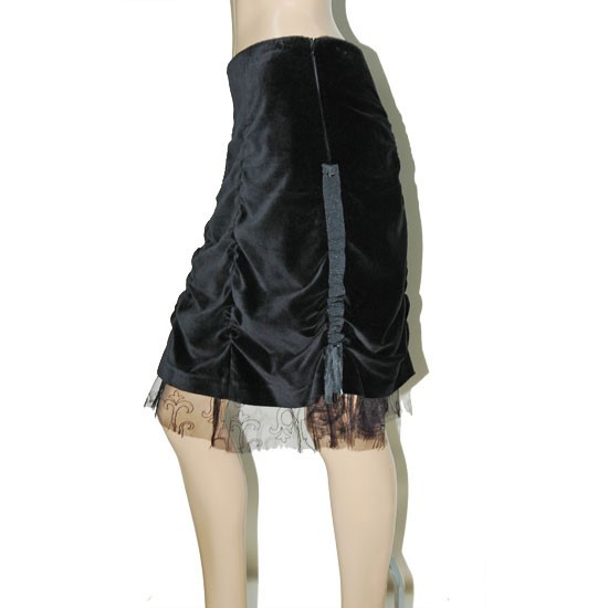 Ladies Bill Tornade Velvet Knee Skirt size S Black Made in France New with Tags