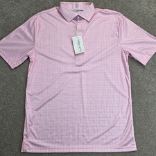 Collars and Co Men's Dress Collar Stretch Polo Shirt Size M Pink White Gingham