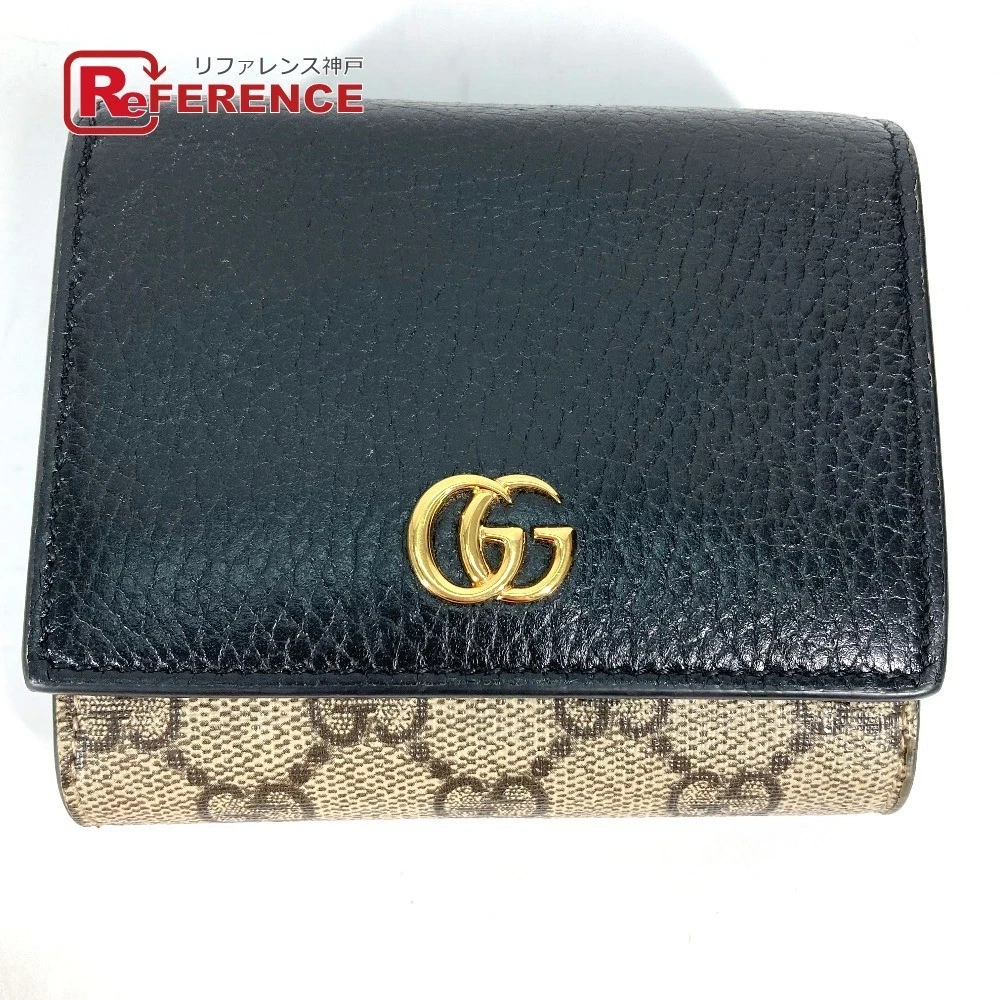 Gucci 598587 Gg Marmont Portefeuille Compact Supreme Bifold Beige Occasion
