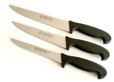 3-tlg. Metzgermesser Fleischermesser Schlachtmesser Set Schwarz Marsvogel 