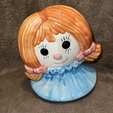 Vintage Metlox Poppytrail Raggedy Ann Cookie Jar 1970s Glue Replacement Top