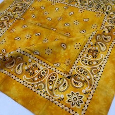 MEN Vintage Cotton Bandana Paisley Yellow tie-dye Handkerchief Kerchief 20.5"