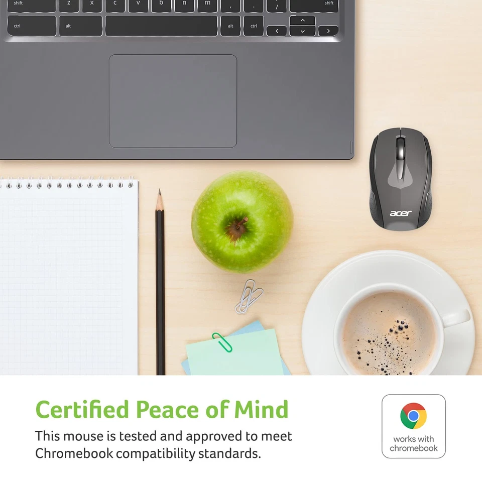 RF Wireless Mouse (Gray/Black), Works with Chromebook, with USB Plug and Play... - Image 3 of 4