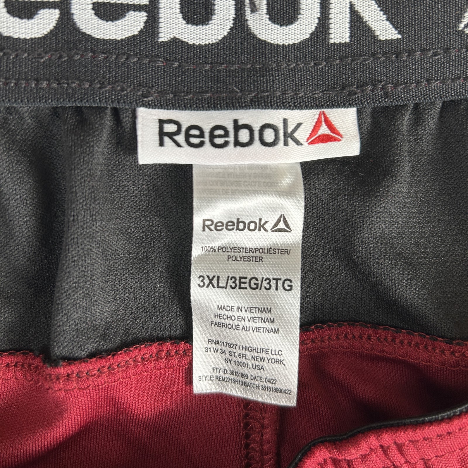 Reebok Shorts Mens 3XL Red Black Slim 9 Inch Athletic Performance Training Logo thumbnail 6