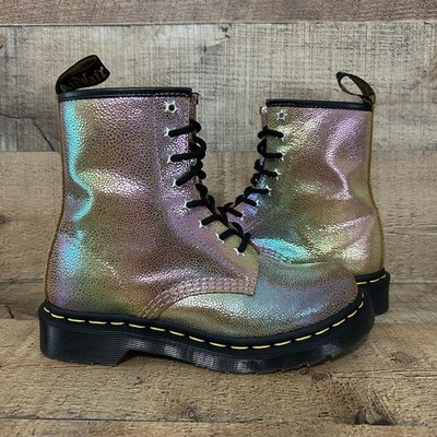 Dr. Martens 1460 Boots Womens Size 5  Rainbow Ray Sand Leather Shimmer EUC