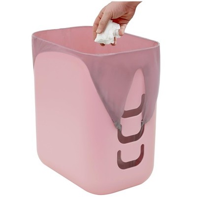 Luup Bathroom Wastebasket, Secure Grocery Bags, Plastic Garbage Container for...