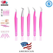 Eyelash Extension Tweezers for Classic  Volume Lashes, 5-Pack, Pink