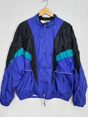 Asics Gore-Tex Windbreaker Jacket Mens Blue Black Colorblock Hooded Vintage 90s