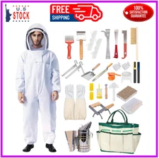 31Pcs Beekeeping Supplies Tools Kit with Bee Suit, Bee Keeping Supplies All I...