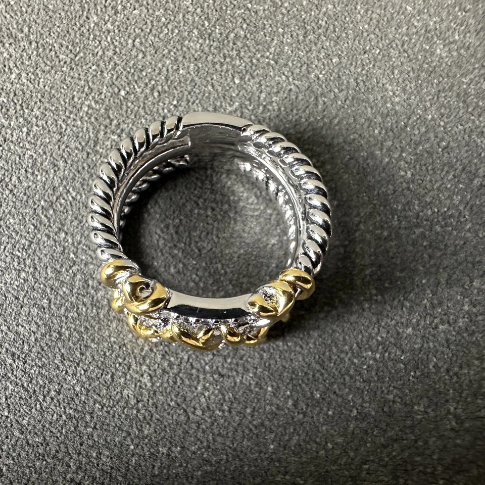 David Yurman Helena Collection for Women 3-Row Ring Sterling /18KT Diamonds SZ 8 - Image 2 of 4