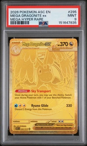 2026 POKEMON ASC EN-ASCENDED HEROES MEGA HYPER RARE #295 MEGA DRAGONITE EX PSA 9