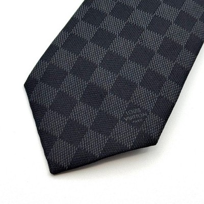 LOUIS VUITTON モノグラム柄レジメンタルタイ Louis Vuitton Damier Classic Tie 8cm Gray/Black Authentic Used | eBay