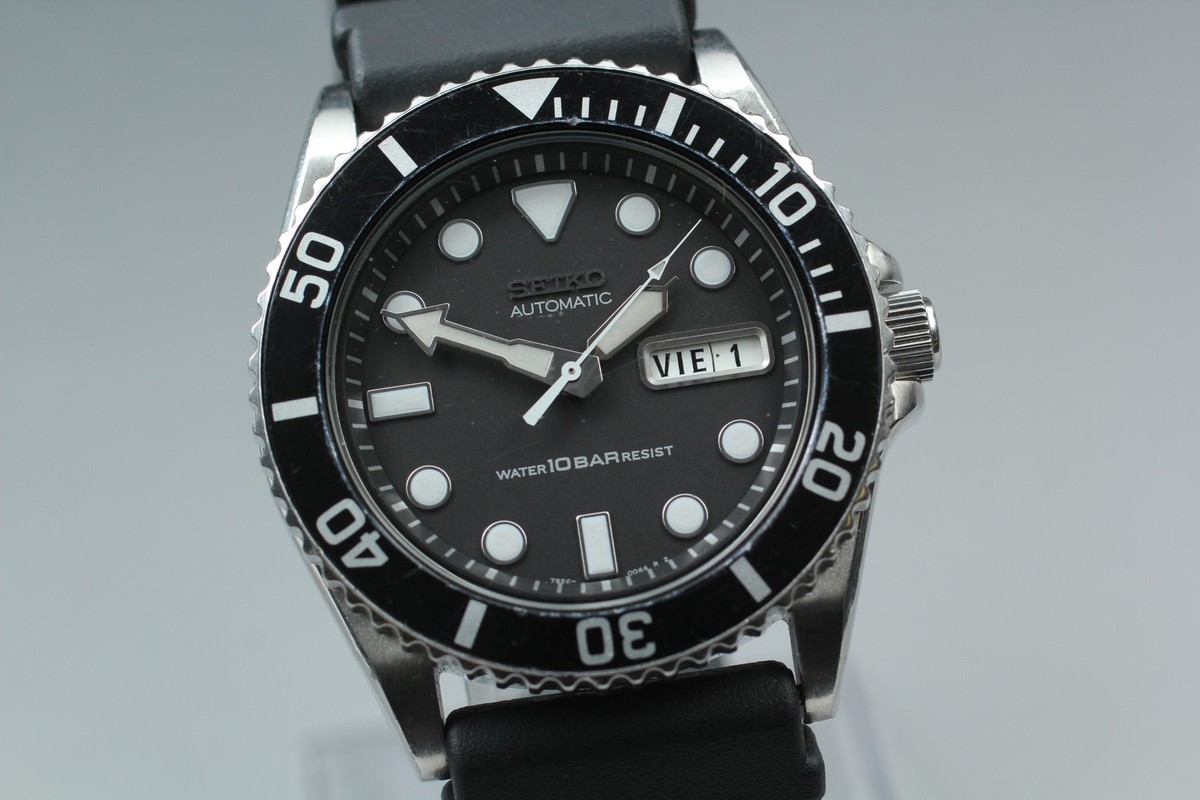 Exc+4] SEIKO 7S26-0040 Black Dial Automatic Diver Men's