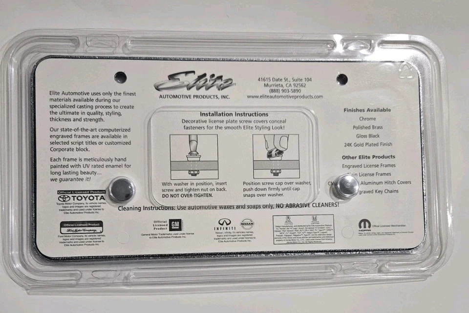 Marco de matrícula de metal de latón cromado Lincoln MKS serie Elite nuevo Foto 2 de 4