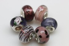 Set of 6 Charms "Beautiful Purple" Murano Glass Beads