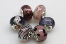 Set of 6 Charms "Beautiful Purple" Murano Glass Beads