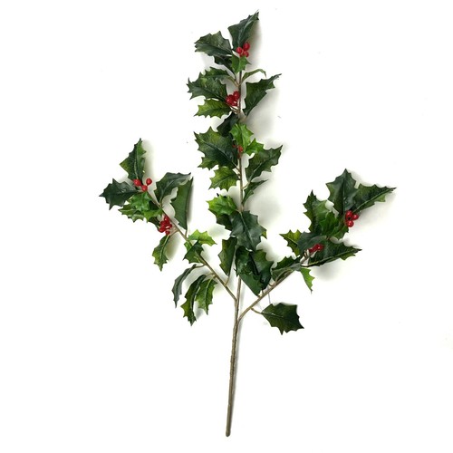 SET OF 3 Artificial Holly Tree Branches with Red Berries Christmas Winter Decor - Picture 2 of 7