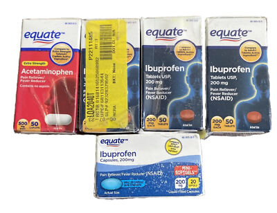 EQUATE Ibuprofen Coated Tablets 200mg 170 Count Acetaminophen 500 Mg 50 Tablets